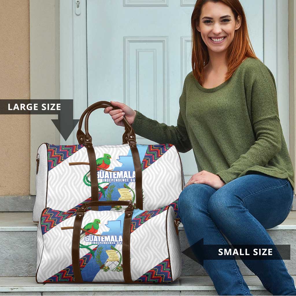 Guatemala Independence Day Travel Bag Resplendent Quetzal with Coat of Arms and Maya Textiles - Wonder Print Shop