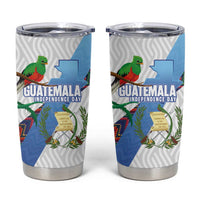 Guatemala Independence Day Tumbler Cup Resplendent Quetzal with Coat of Arms and Maya Textiles - Wonder Print Shop