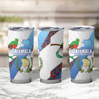 Guatemala Independence Day Tumbler Cup Resplendent Quetzal with Coat of Arms and Maya Textiles - Wonder Print Shop