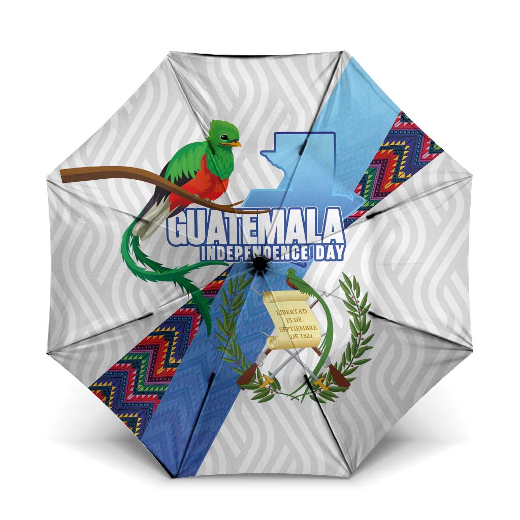 Guatemala Independence Day Umbrella Resplendent Quetzal with Coat of Arms and Maya Textiles - Wonder Print Shop