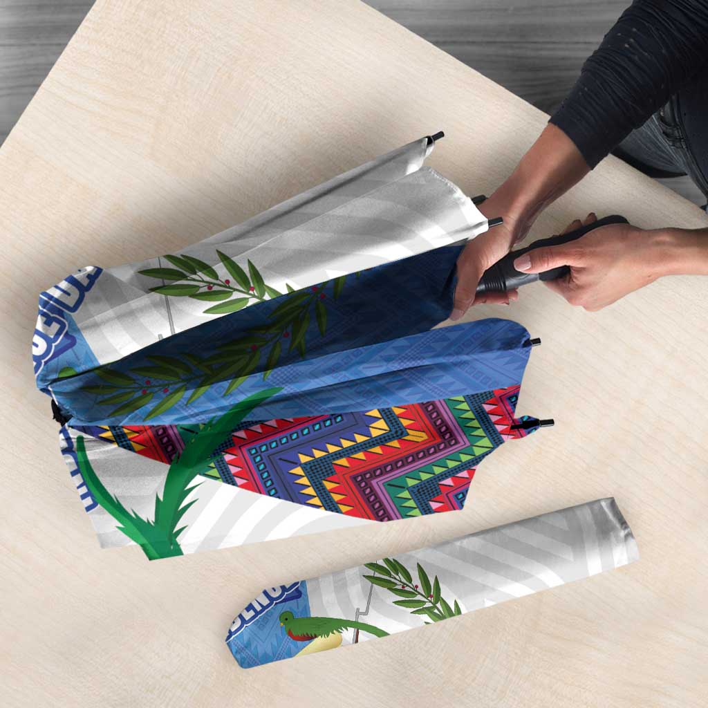 Guatemala Independence Day Umbrella Resplendent Quetzal with Coat of Arms and Maya Textiles - Wonder Print Shop