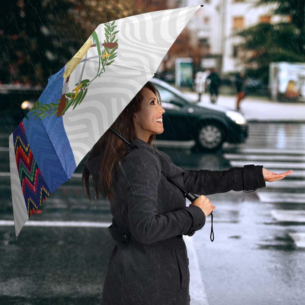 Guatemala Independence Day Umbrella Resplendent Quetzal with Coat of Arms and Maya Textiles - Wonder Print Shop