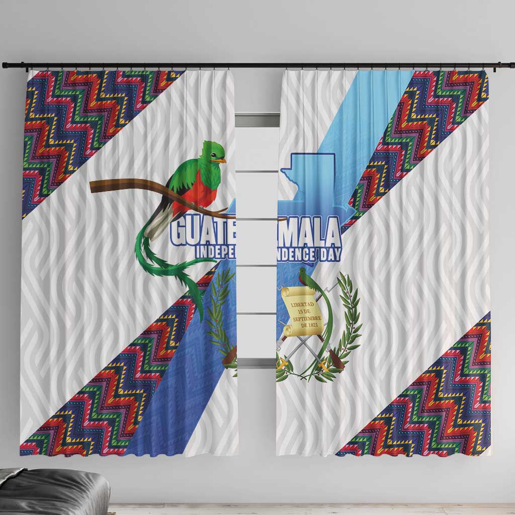 Guatemala Independence Day Window Curtain Resplendent Quetzal with Coat of Arms and Maya Textiles - Wonder Print Shop