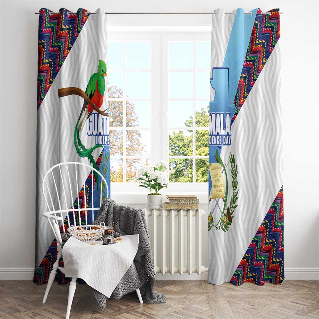 Guatemala Independence Day Window Curtain Resplendent Quetzal with Coat of Arms and Maya Textiles - Wonder Print Shop
