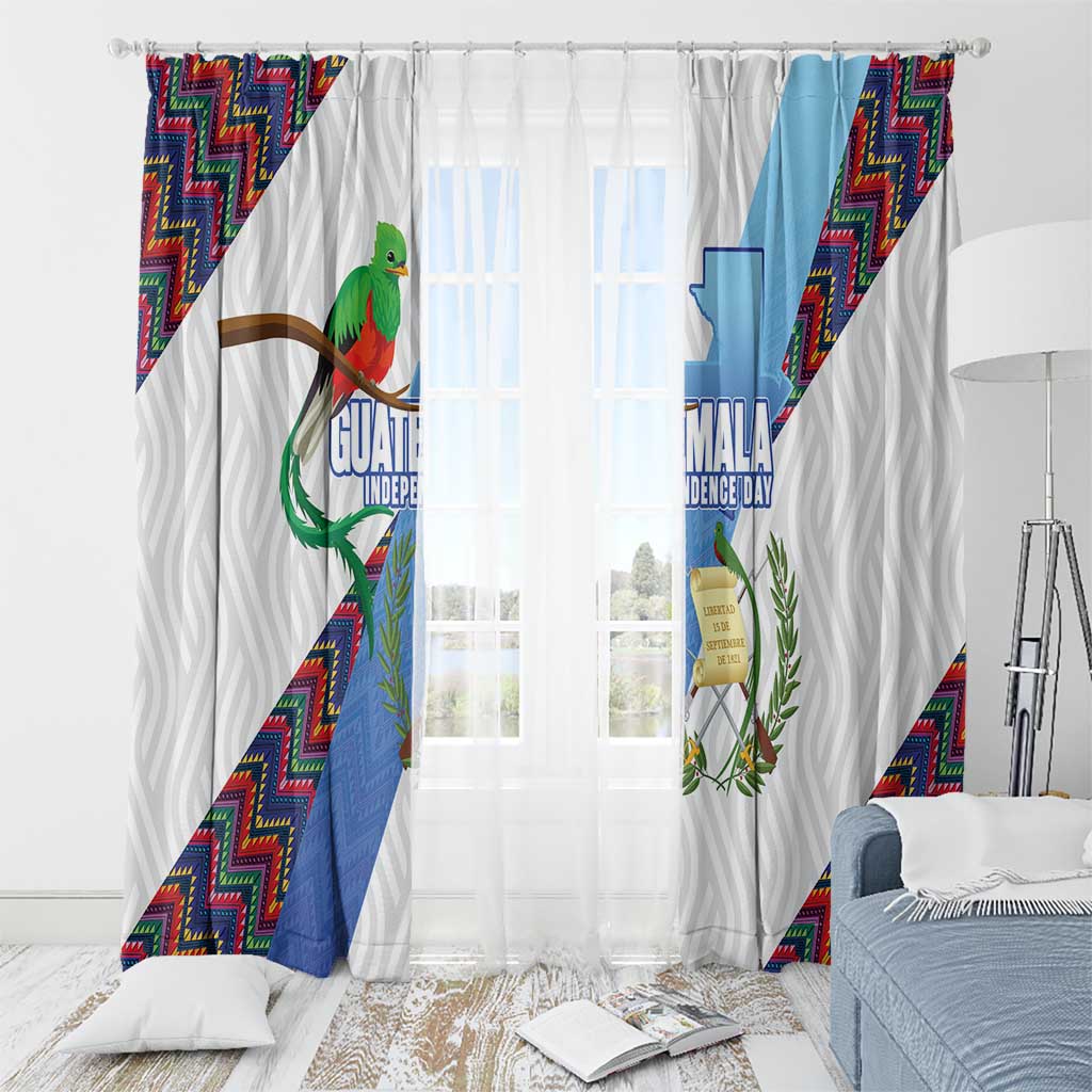 Guatemala Independence Day Window Curtain Resplendent Quetzal with Coat of Arms and Maya Textiles - Wonder Print Shop