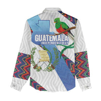 Guatemala Independence Day Women Casual Shirt Resplendent Quetzal with Coat of Arms and Maya Textiles - Wonder Print Shop