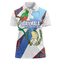 Guatemala Independence Day Women Polo Shirt Resplendent Quetzal with Coat of Arms and Maya Textiles - Wonder Print Shop
