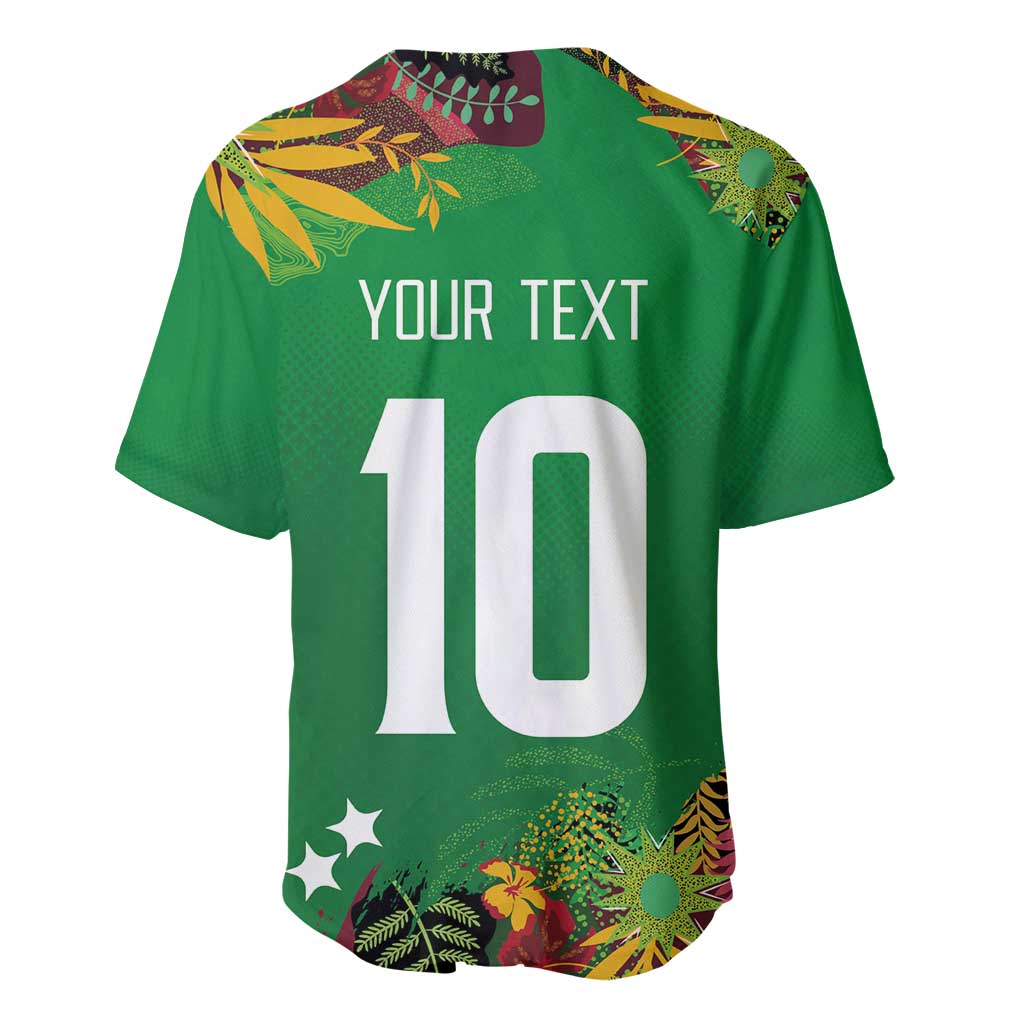 Custom St Kitts and Nevis Cricket Patriots Baseball Jersey Caribbean Tropical Plants Sporty Green - Wonder Print Shop