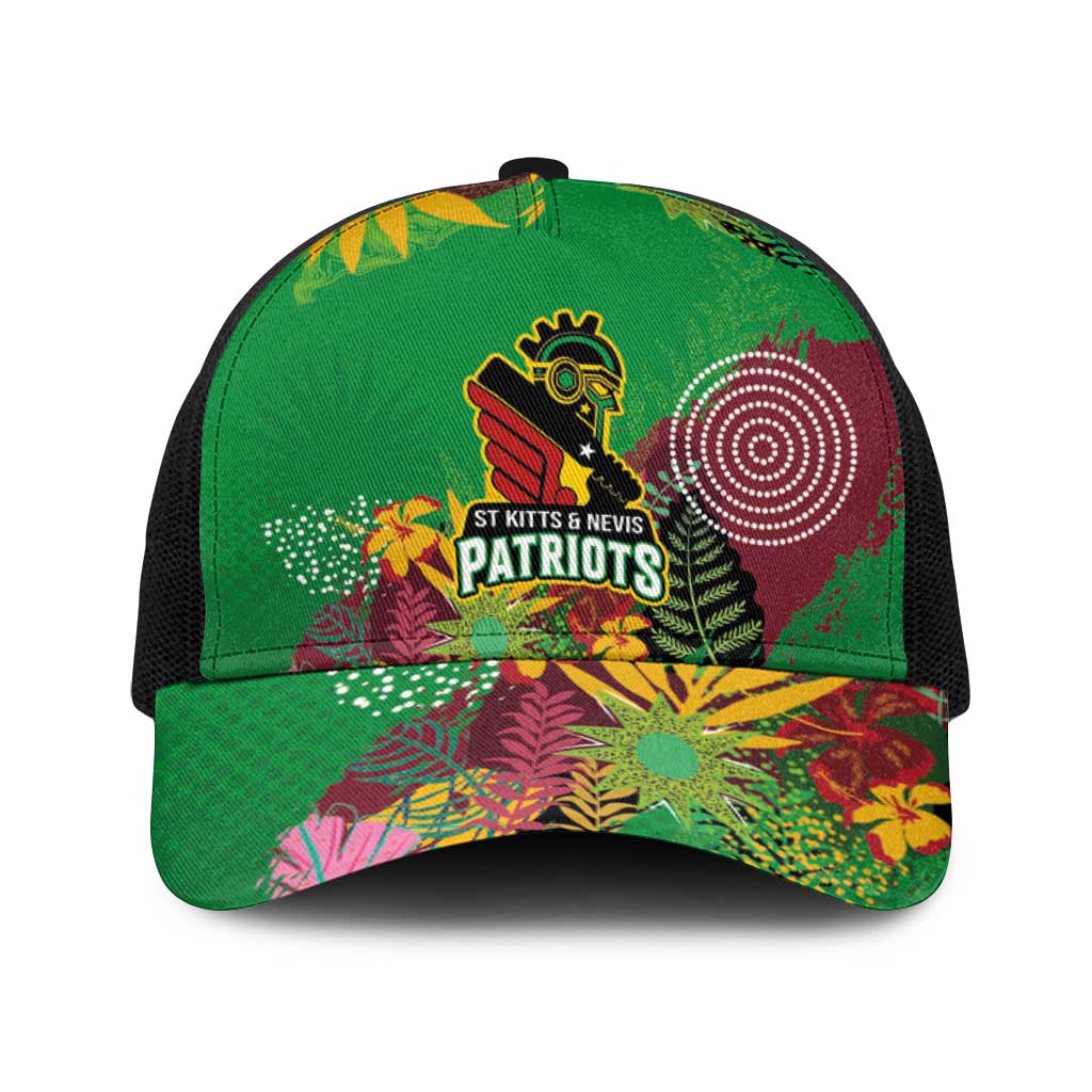 St Kitts and Nevis Cricket Patriots Baseball Net Cap Caribbean Tropical Plants Sporty Green - Wonder Print Shop