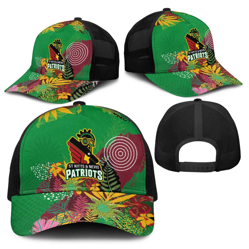 St Kitts and Nevis Cricket Patriots Baseball Net Cap Caribbean Tropical Plants Sporty Green - Wonder Print Shop