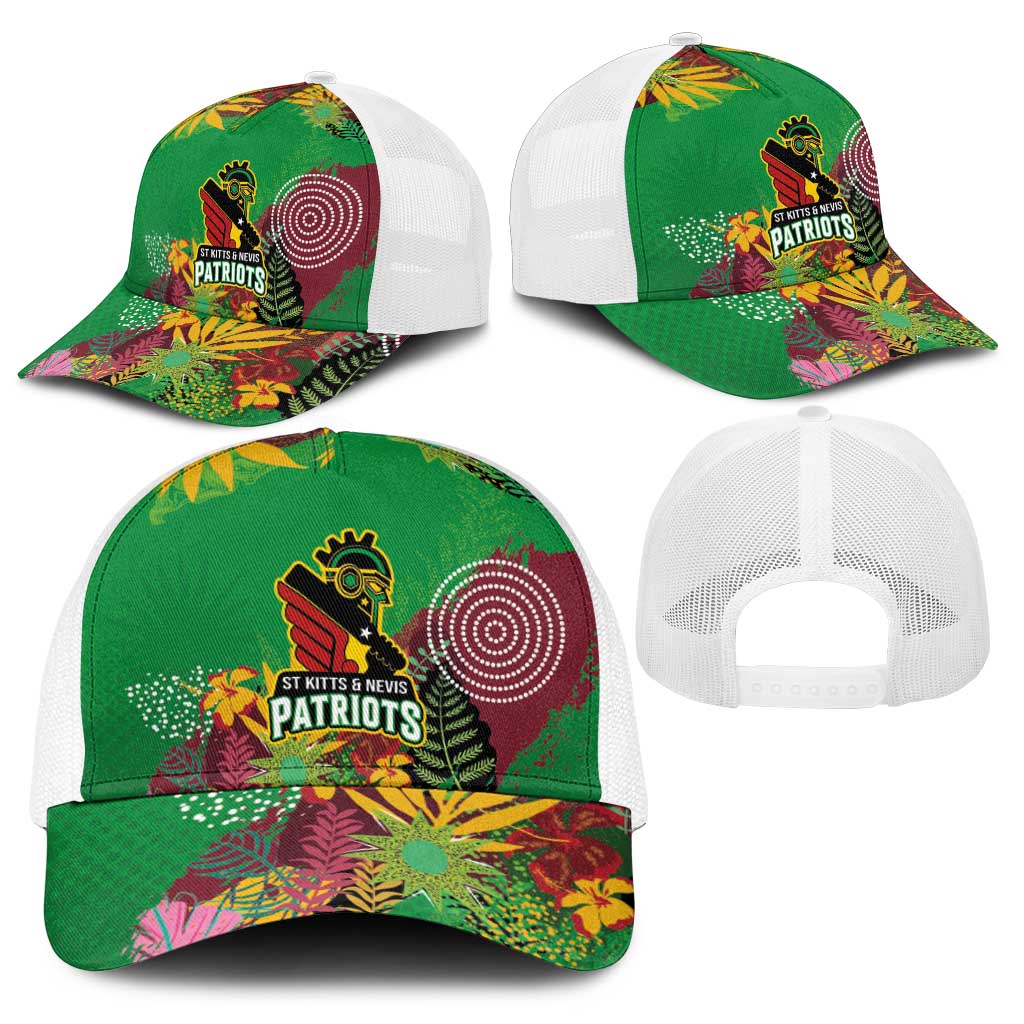 St Kitts and Nevis Cricket Patriots Baseball Net Cap Caribbean Tropical Plants Sporty Green - Wonder Print Shop