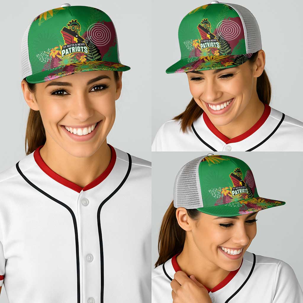 St Kitts and Nevis Cricket Patriots Baseball Net Cap Caribbean Tropical Plants Sporty Green - Wonder Print Shop