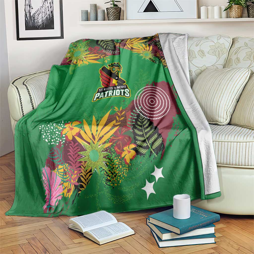 St Kitts and Nevis Cricket Patriots Blanket Caribbean Tropical Plants Sporty Green - Wonder Print Shop