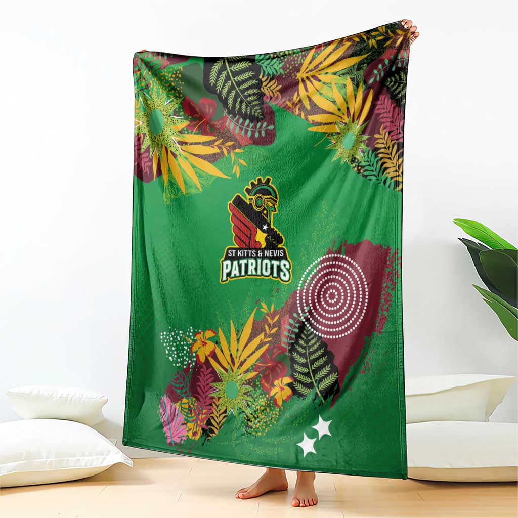 St Kitts and Nevis Cricket Patriots Blanket Caribbean Tropical Plants Sporty Green - Wonder Print Shop