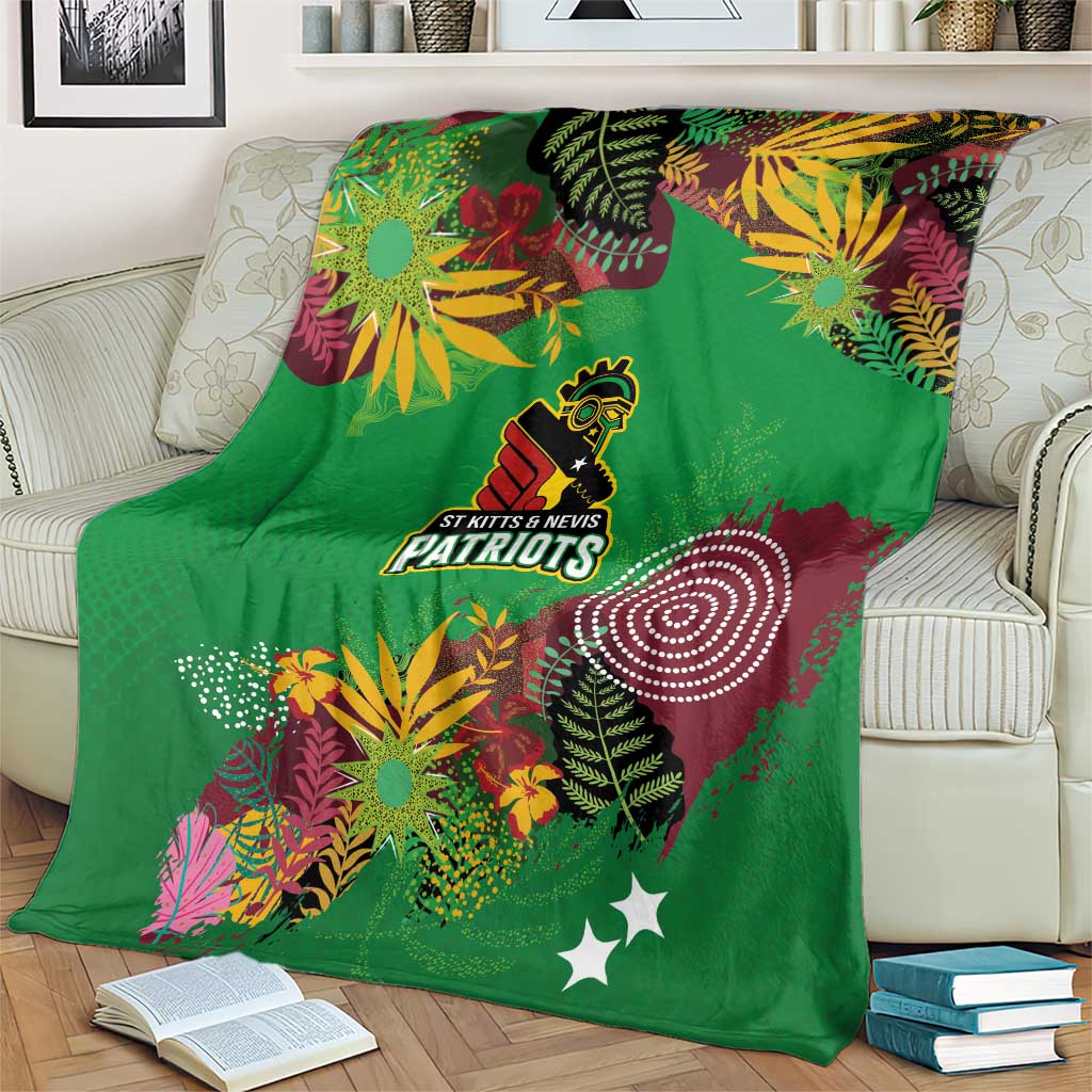 St Kitts and Nevis Cricket Patriots Blanket Caribbean Tropical Plants Sporty Green - Wonder Print Shop