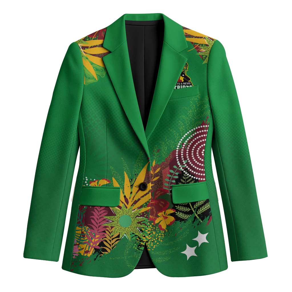 Custom St Kitts and Nevis Cricket Patriots Blazer Caribbean Tropical Plants Sporty Green - Wonder Print Shop