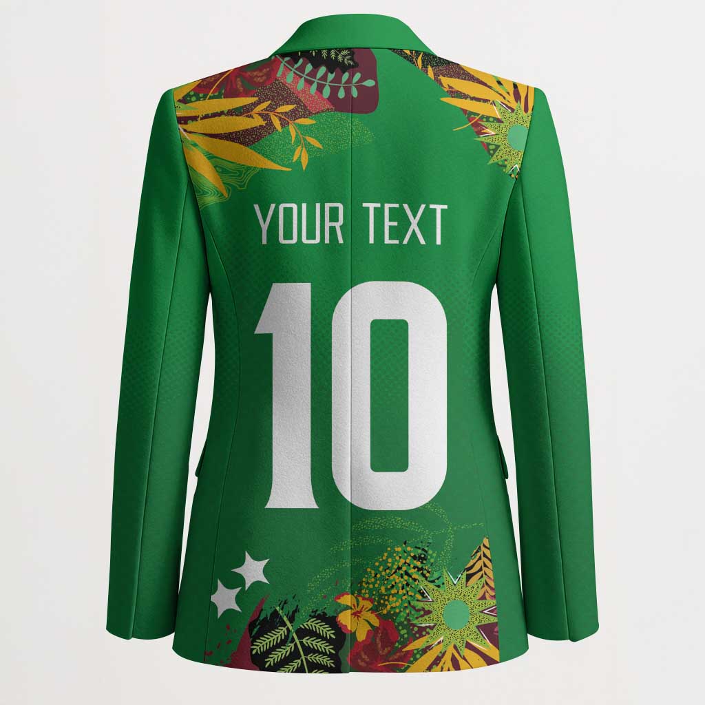 Custom St Kitts and Nevis Cricket Patriots Blazer Caribbean Tropical Plants Sporty Green - Wonder Print Shop