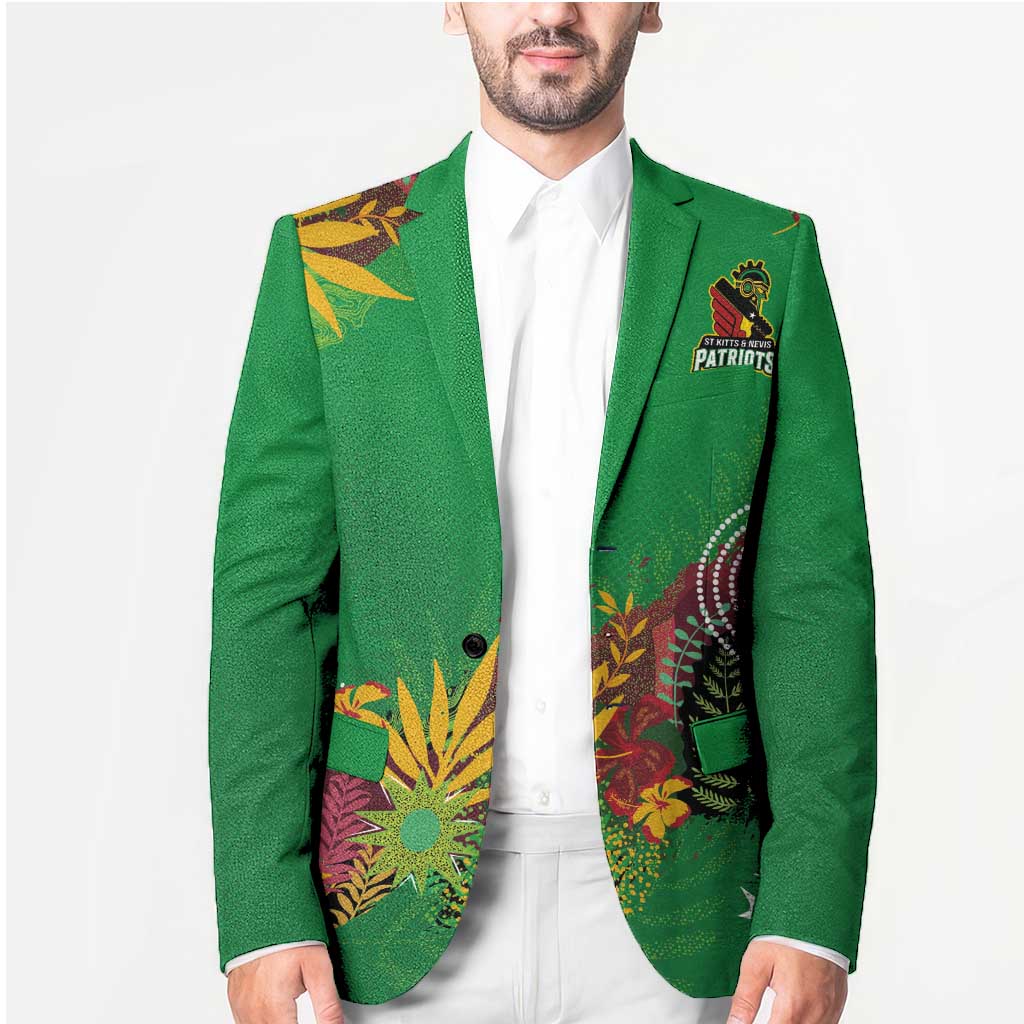 Custom St Kitts and Nevis Cricket Patriots Blazer Caribbean Tropical Plants Sporty Green - Wonder Print Shop