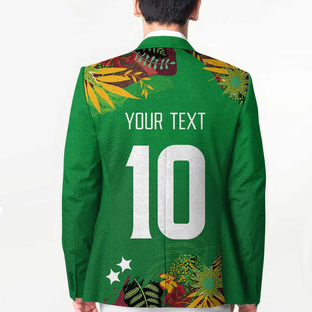 Custom St Kitts and Nevis Cricket Patriots Blazer Caribbean Tropical Plants Sporty Green - Wonder Print Shop