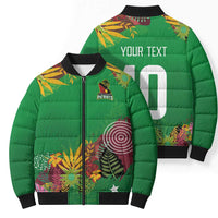Custom St Kitts and Nevis Cricket Patriots Bomber Puffer Jacket Caribbean Tropical Plants Sporty Green - Wonder Print Shop