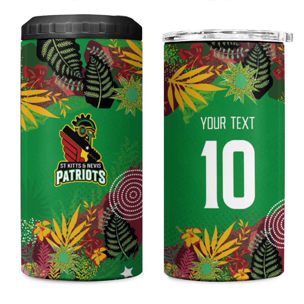 Custom St Kitts and Nevis Cricket Patriots 4 in 1 Can Cooler Tumbler Caribbean Tropical Plants Sporty Green - Wonder Print Shop