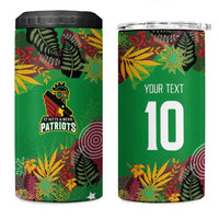 Custom St Kitts and Nevis Cricket Patriots 4 in 1 Can Cooler Tumbler Caribbean Tropical Plants Sporty Green - Wonder Print Shop
