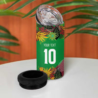 Custom St Kitts and Nevis Cricket Patriots 4 in 1 Can Cooler Tumbler Caribbean Tropical Plants Sporty Green - Wonder Print Shop