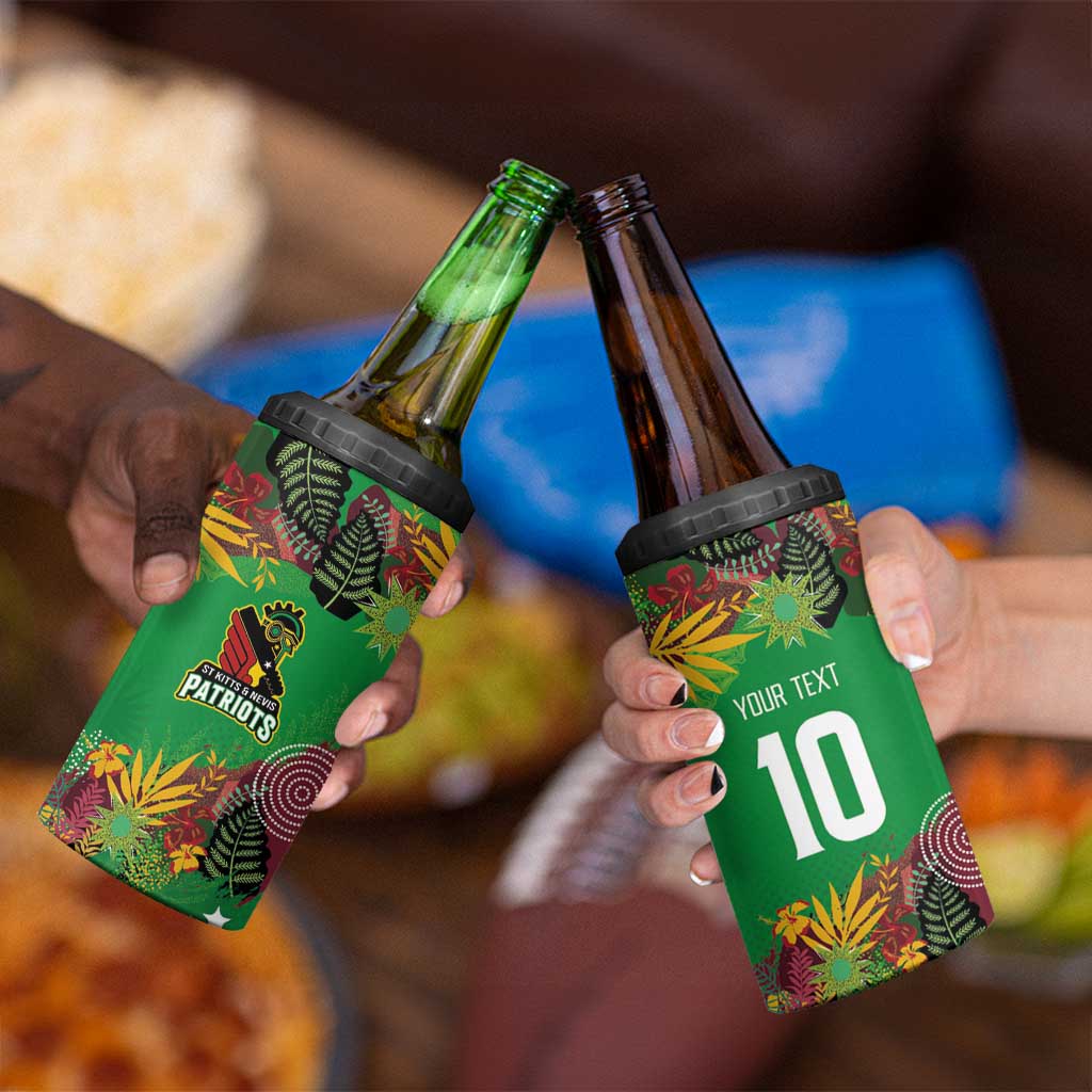 Custom St Kitts and Nevis Cricket Patriots 4 in 1 Can Cooler Tumbler Caribbean Tropical Plants Sporty Green - Wonder Print Shop