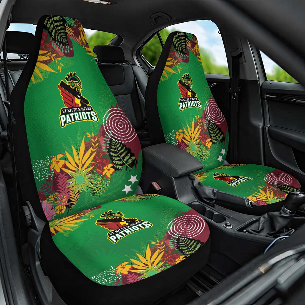 St Kitts and Nevis Cricket Patriots Car Seat Cover Caribbean Tropical Plants Sporty Green - Wonder Print Shop