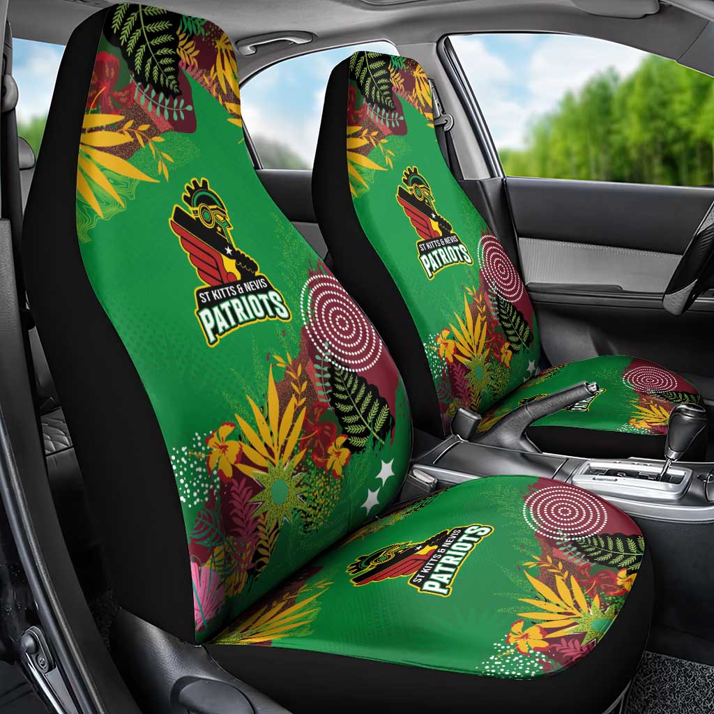 St Kitts and Nevis Cricket Patriots Car Seat Cover Caribbean Tropical Plants Sporty Green - Wonder Print Shop