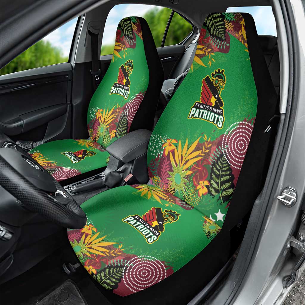 St Kitts and Nevis Cricket Patriots Car Seat Cover Caribbean Tropical Plants Sporty Green - Wonder Print Shop