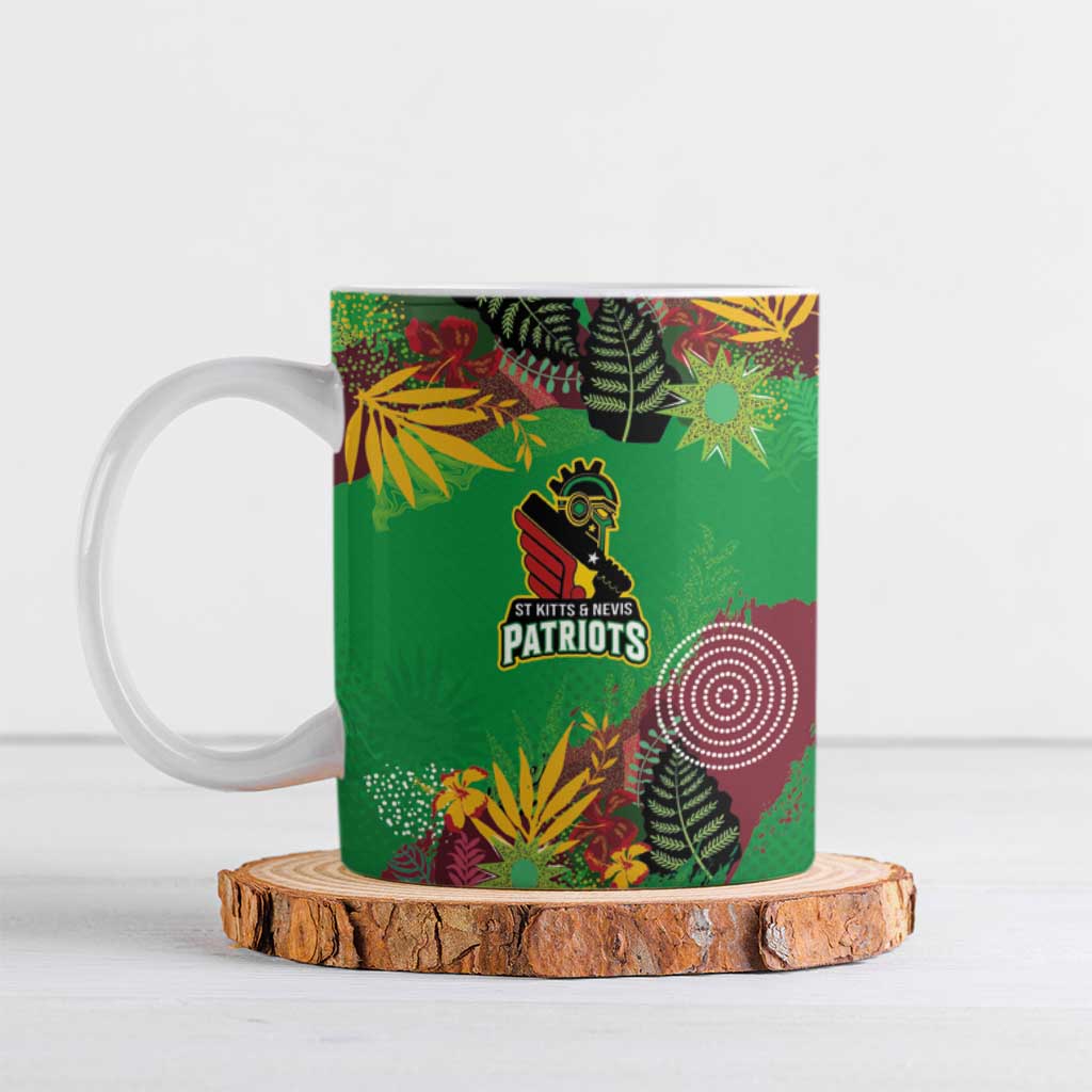 Custom St Kitts and Nevis Cricket Patriots Ceramic Mug Caribbean Tropical Plants Sporty Green - Wonder Print Shop