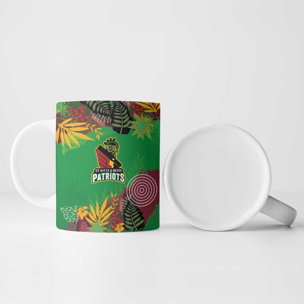 Custom St Kitts and Nevis Cricket Patriots Ceramic Mug Caribbean Tropical Plants Sporty Green - Wonder Print Shop