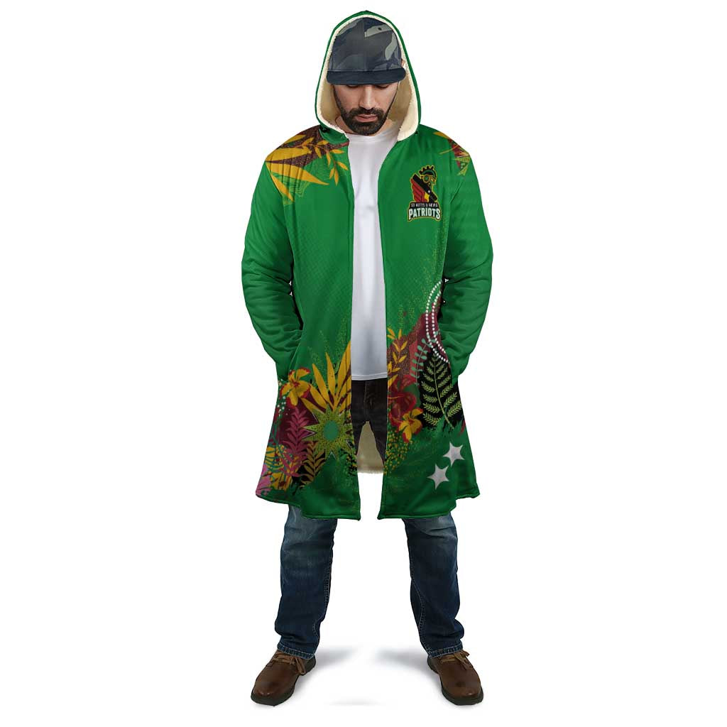Custom St Kitts and Nevis Cricket Patriots Cloak Caribbean Tropical Plants Sporty Green - Wonder Print Shop