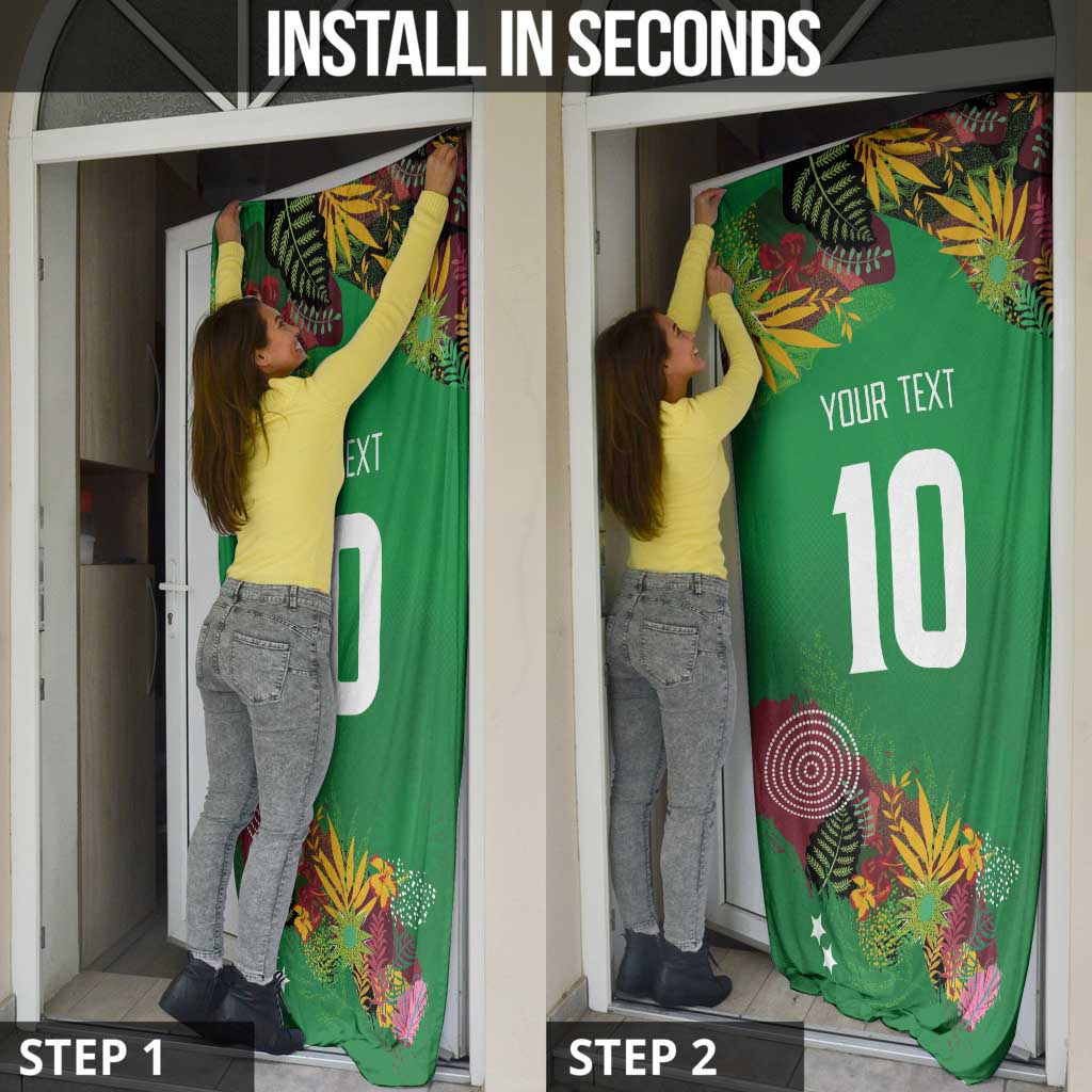 St Kitts and Nevis Cricket Patriots Door Cover Caribbean Tropical Plants Sporty Green - Wonder Print Shop