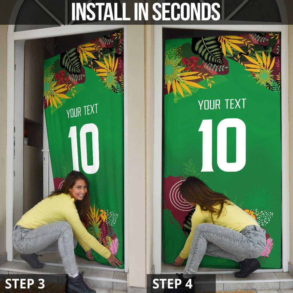 St Kitts and Nevis Cricket Patriots Door Cover Caribbean Tropical Plants Sporty Green - Wonder Print Shop