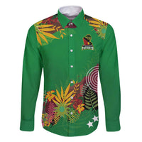 Custom St Kitts and Nevis Cricket Patriots Family Matching Long Sleeve Bodycon Dress and Hawaiian Shirt Caribbean Tropical Plants Sporty Green - Wonder Print Shop