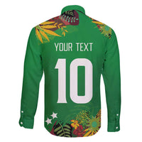 Custom St Kitts and Nevis Cricket Patriots Family Matching Long Sleeve Bodycon Dress and Hawaiian Shirt Caribbean Tropical Plants Sporty Green - Wonder Print Shop