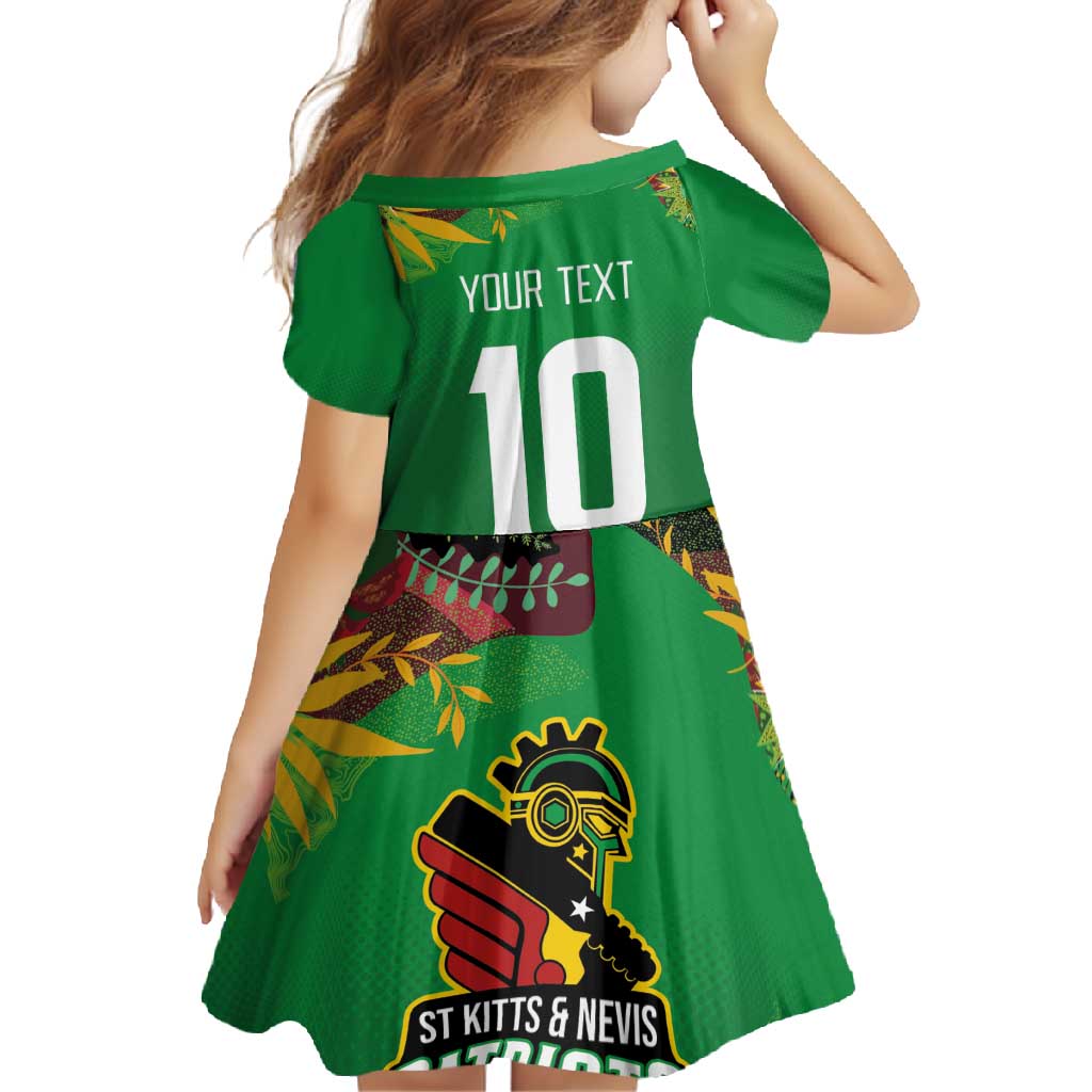 Custom St Kitts and Nevis Cricket Patriots Family Matching Mermaid Dress and Hawaiian Shirt Caribbean Tropical Plants Sporty Green - Wonder Print Shop
