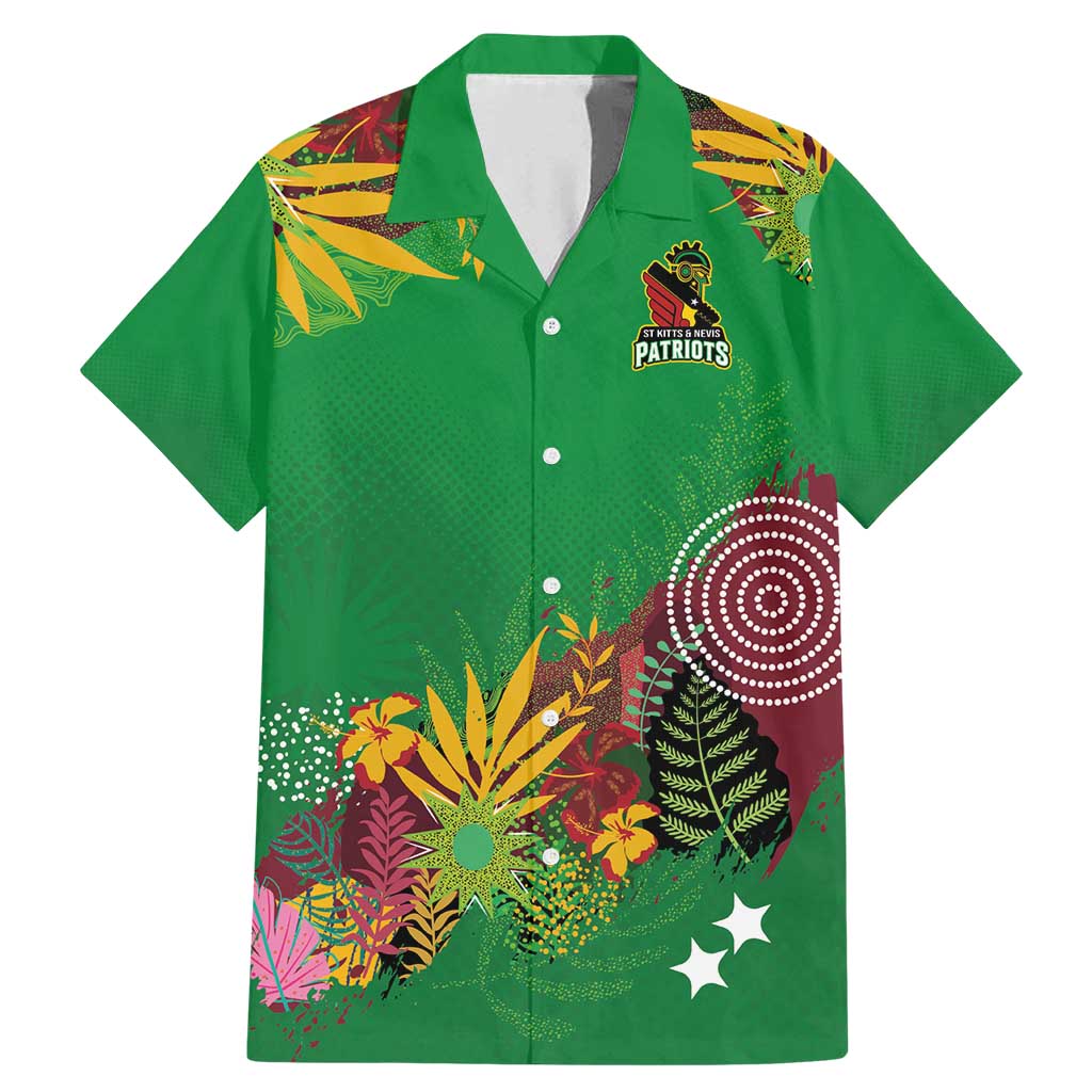 Custom St Kitts and Nevis Cricket Patriots Family Matching Mermaid Dress and Hawaiian Shirt Caribbean Tropical Plants Sporty Green - Wonder Print Shop