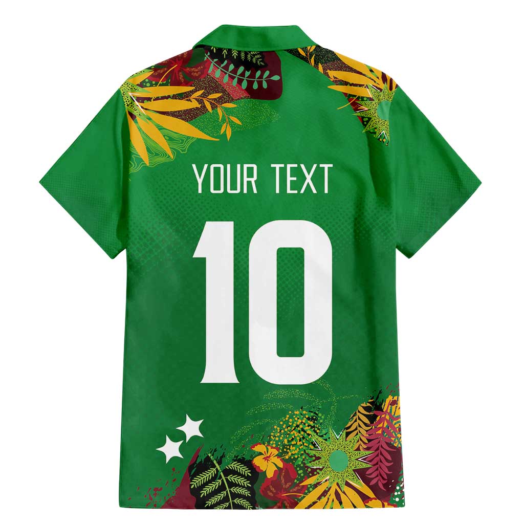 Custom St Kitts and Nevis Cricket Patriots Family Matching Mermaid Dress and Hawaiian Shirt Caribbean Tropical Plants Sporty Green - Wonder Print Shop