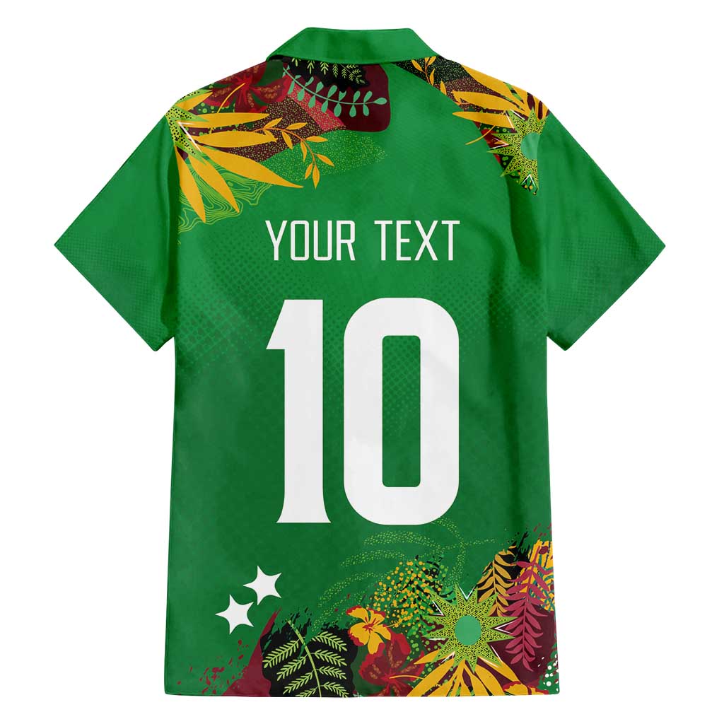 Custom St Kitts and Nevis Cricket Patriots Family Matching Tank Maxi Dress and Hawaiian Shirt Caribbean Tropical Plants Sporty Green - Wonder Print Shop