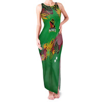 Custom St Kitts and Nevis Cricket Patriots Family Matching Tank Maxi Dress and Hawaiian Shirt Caribbean Tropical Plants Sporty Green - Wonder Print Shop