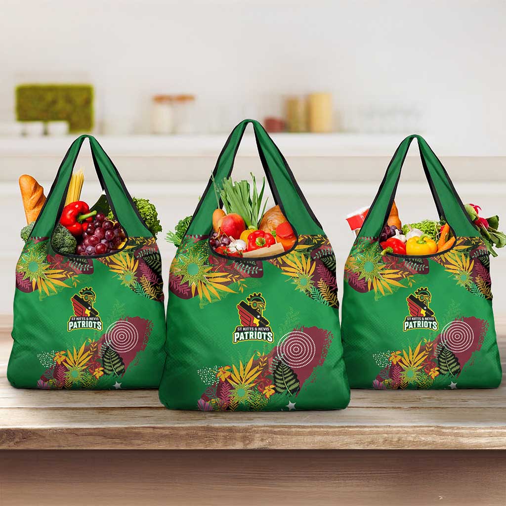 St Kitts and Nevis Cricket Patriots Grocery Bag Caribbean Tropical Plants Sporty Green - Wonder Print Shop