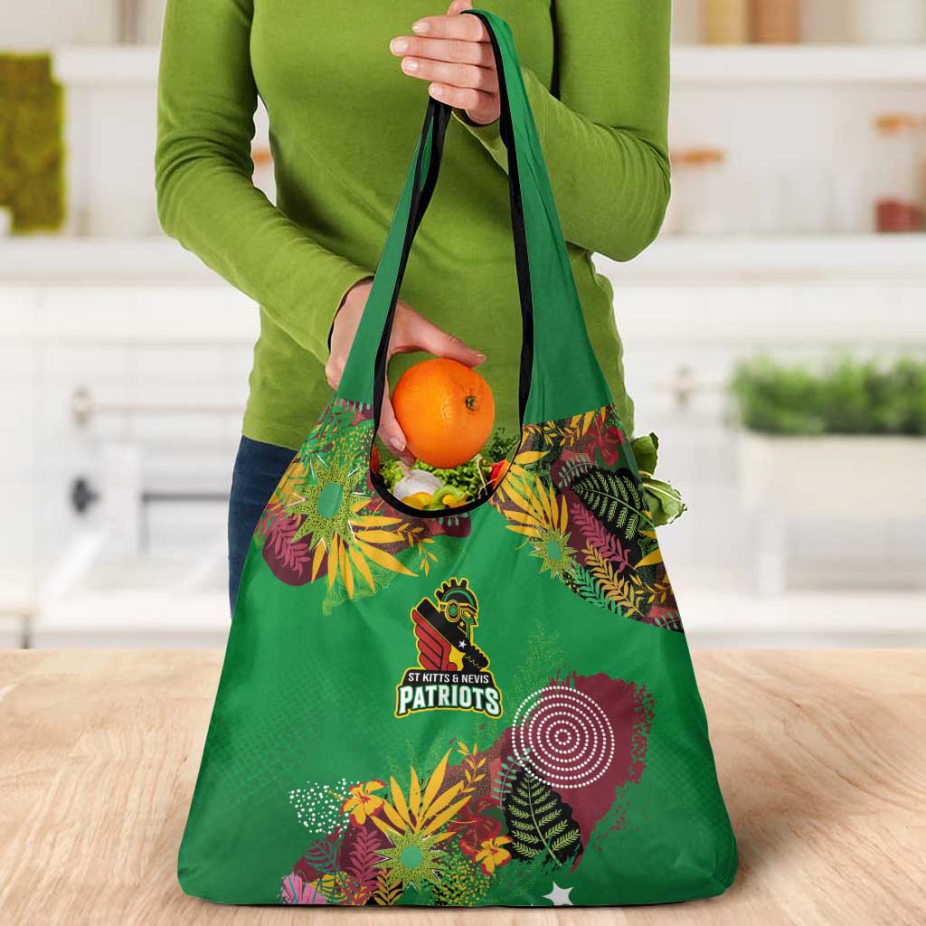 St Kitts and Nevis Cricket Patriots Grocery Bag Caribbean Tropical Plants Sporty Green - Wonder Print Shop