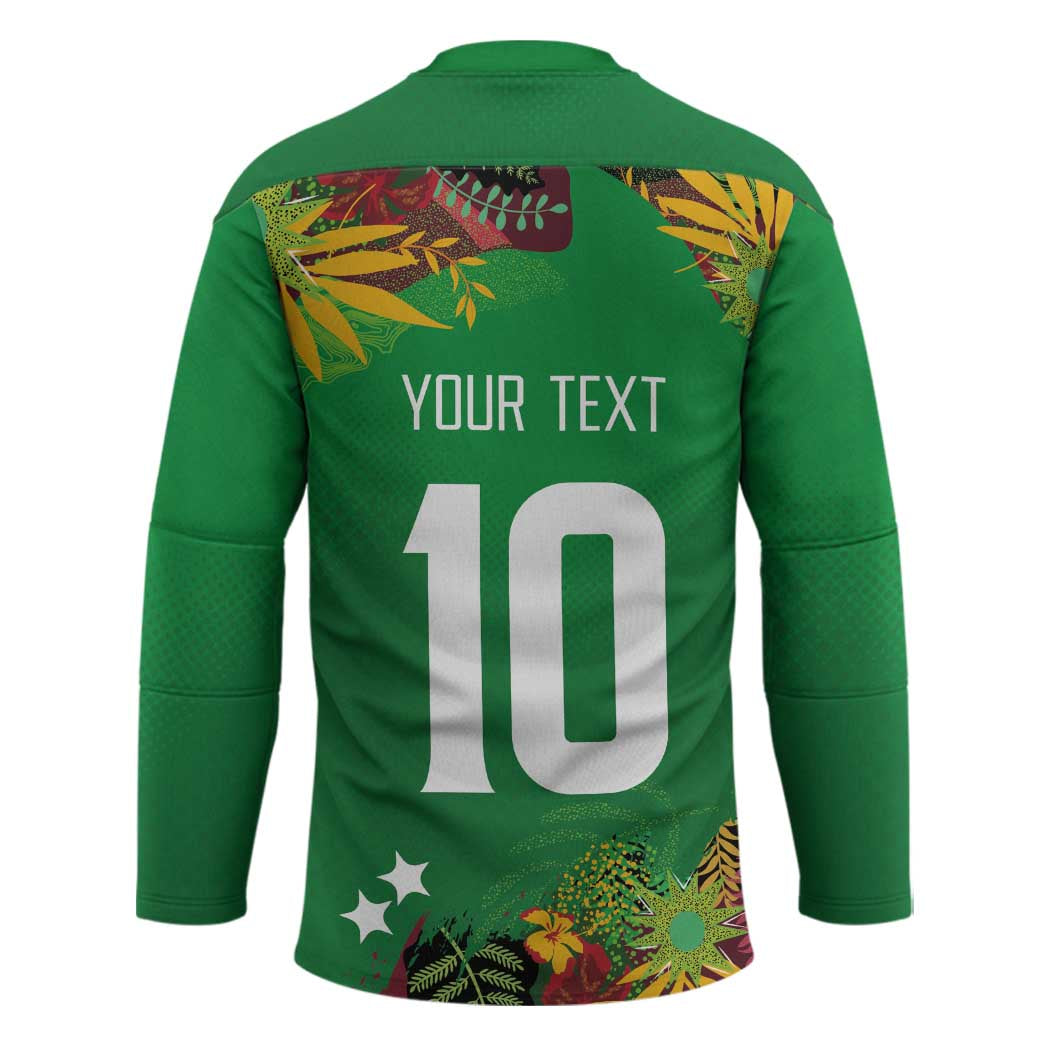 Custom St Kitts and Nevis Cricket Patriots Hockey Jersey Caribbean Tropical Plants Sporty Green - Wonder Print Shop
