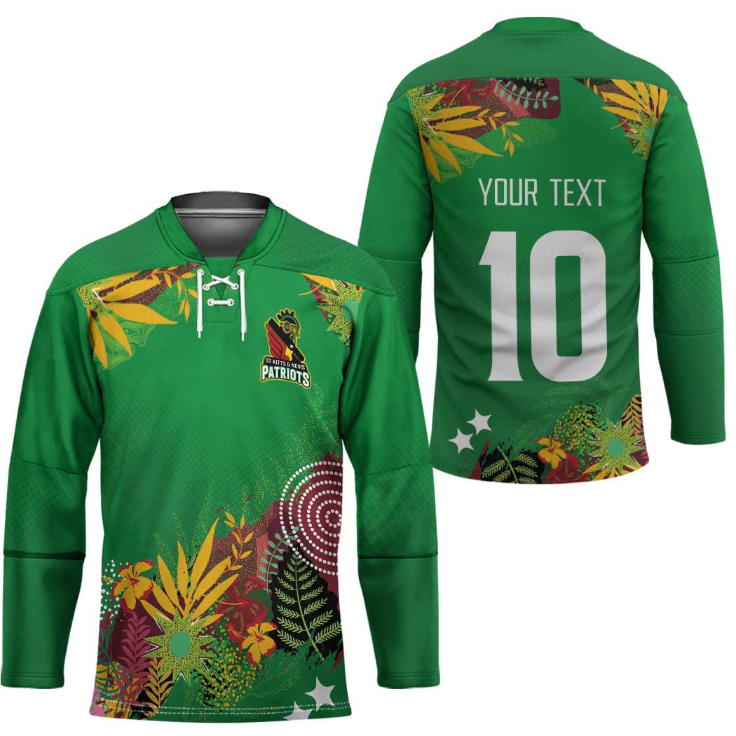 Custom St Kitts and Nevis Cricket Patriots Hockey Jersey Caribbean Tropical Plants Sporty Green - Wonder Print Shop