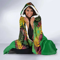 St Kitts and Nevis Cricket Patriots Hooded Blanket Caribbean Tropical Plants Sporty Green - Wonder Print Shop