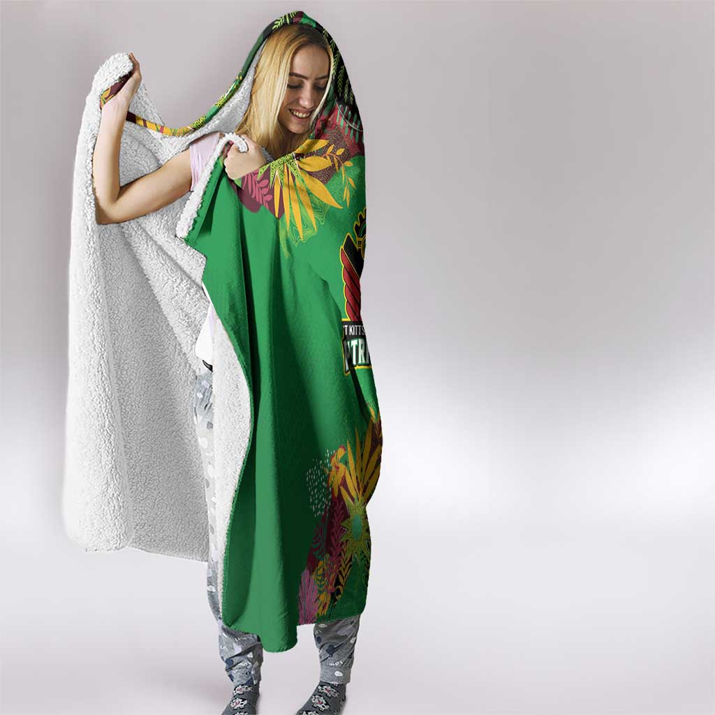 St Kitts and Nevis Cricket Patriots Hooded Blanket Caribbean Tropical Plants Sporty Green - Wonder Print Shop