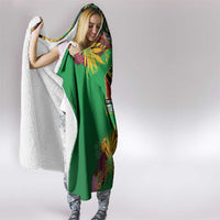 St Kitts and Nevis Cricket Patriots Hooded Blanket Caribbean Tropical Plants Sporty Green - Wonder Print Shop